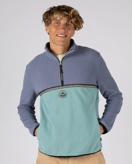 Zaki -  Mens 1/4 Neck Fleece - Blue