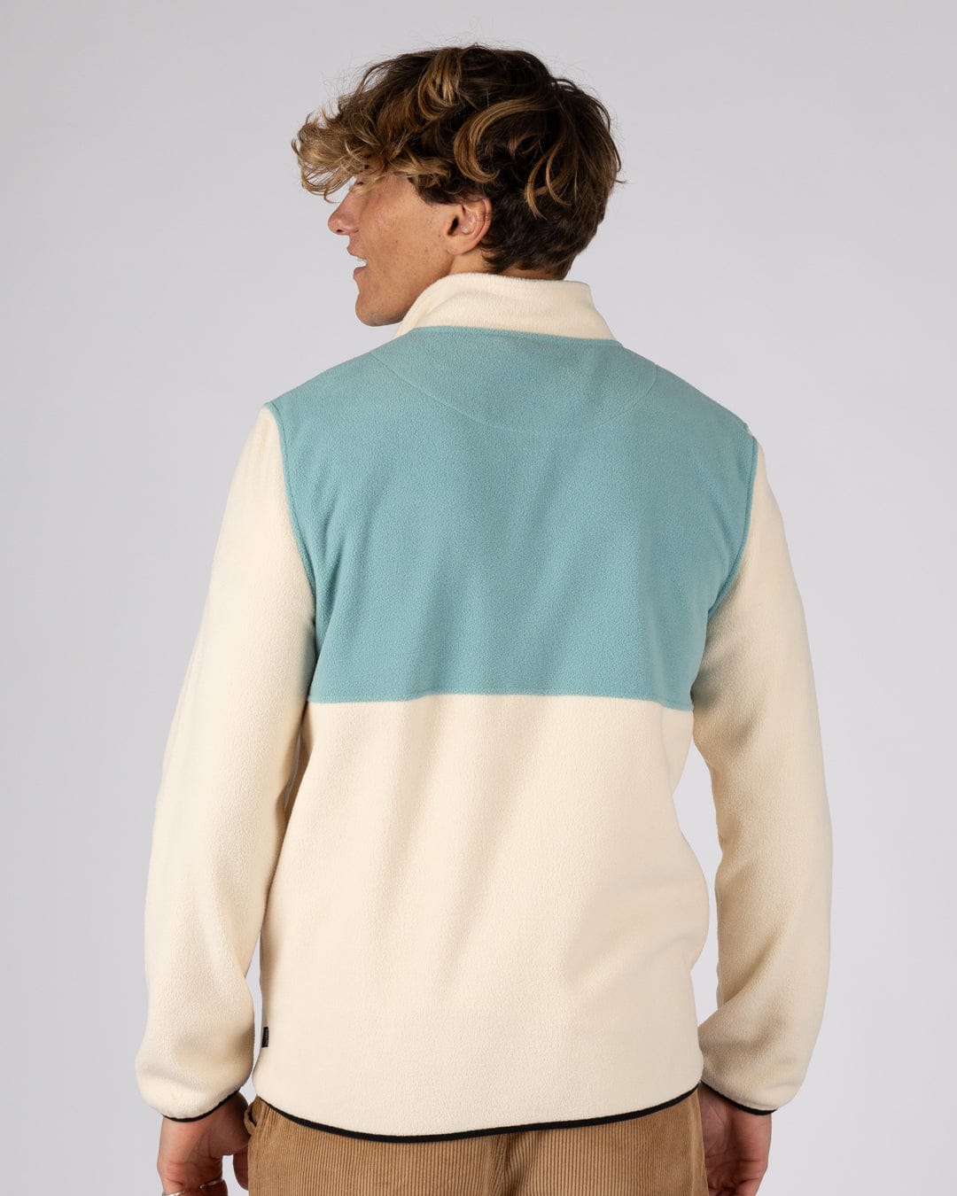 Faras Mens Zip Through Fleece in Cream