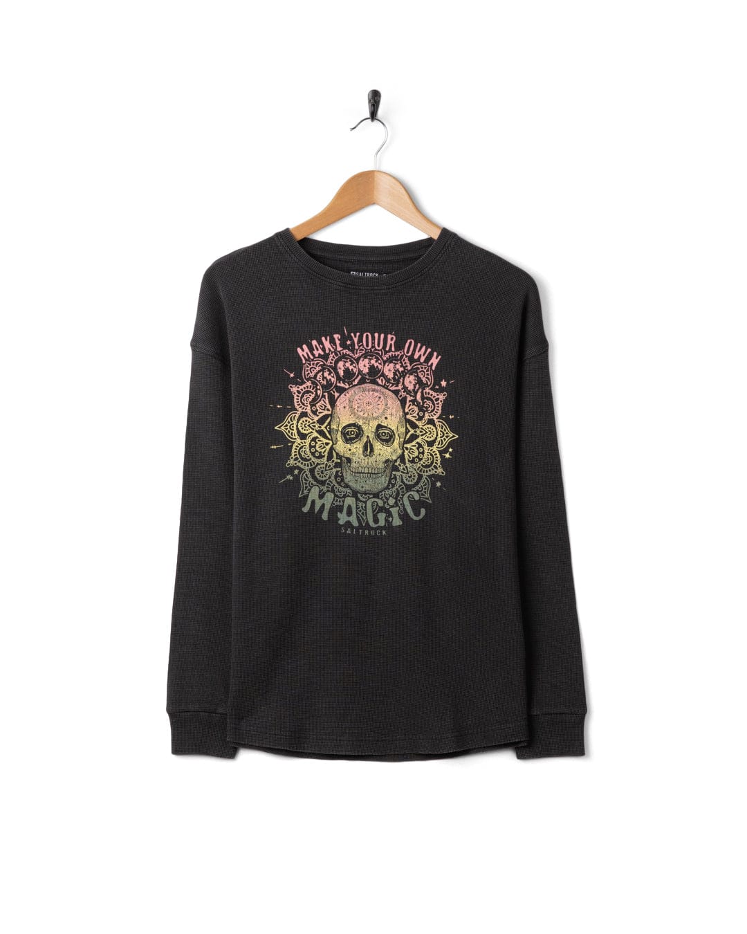 Make Magic Womens Oversized Long Sleeve T-Shirt in Dark Grey