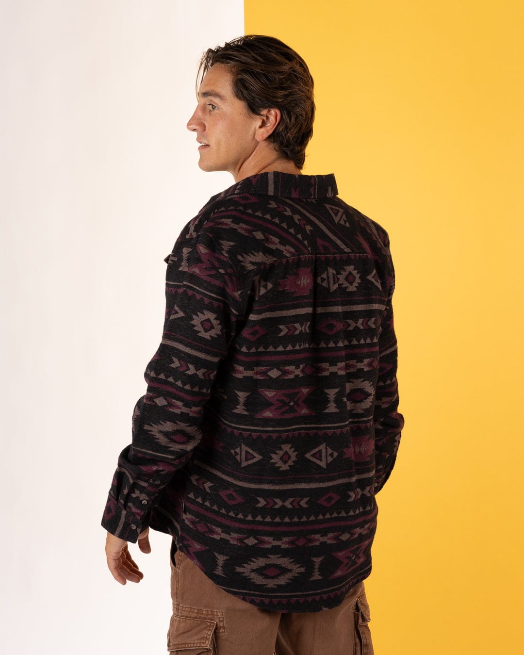 Asher - Mens Jacquard Shirt - Grey/Purple