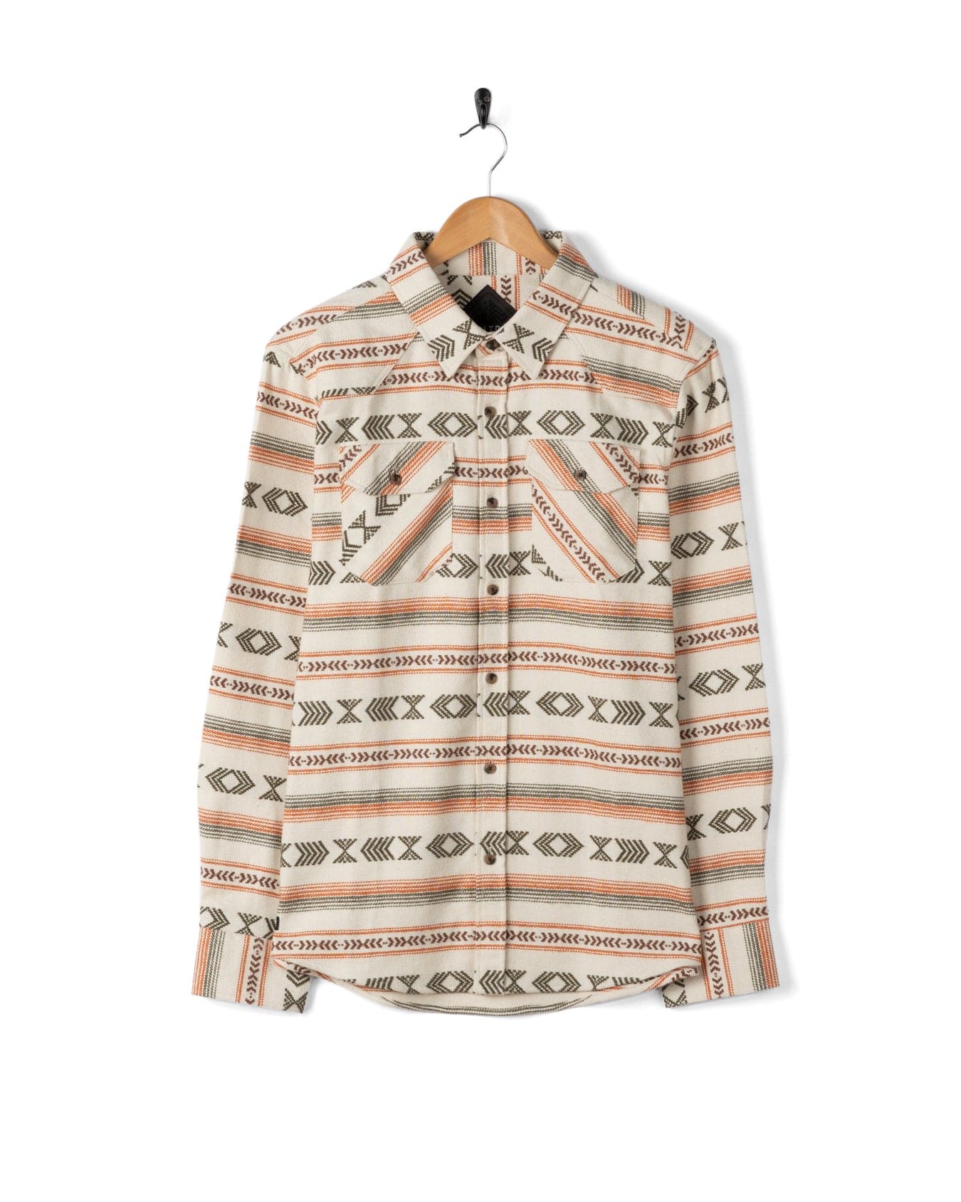 Asher - Mens Jacquard Shirt - Cream/Orange