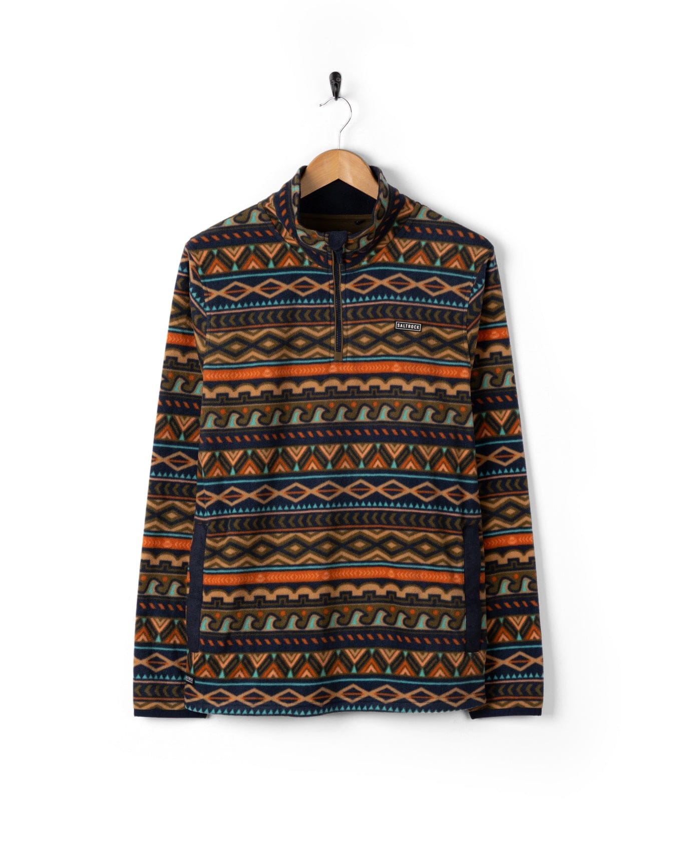 Treehouse - Mens 1/4 Neck Fleece - Orange/Green