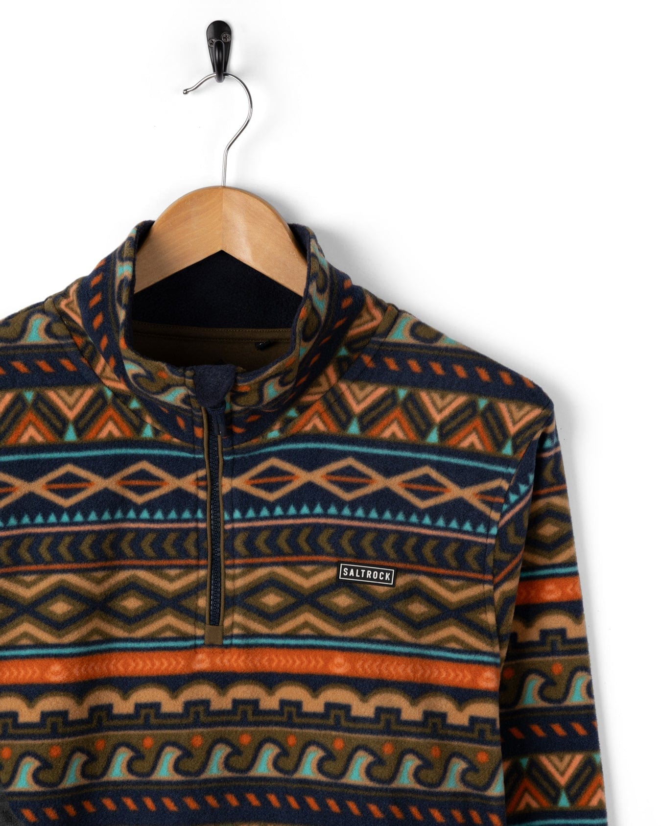 Treehouse - Mens 1/4 Neck Fleece - Orange/Green