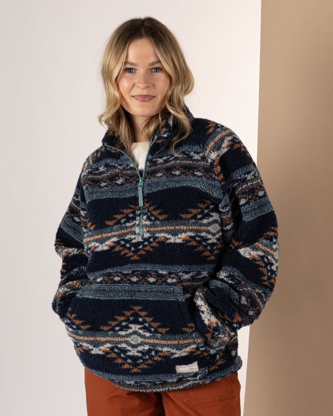 Half Zip Ladies Aztec Fleece Peninsula Aztec Womens 1/4 Neck