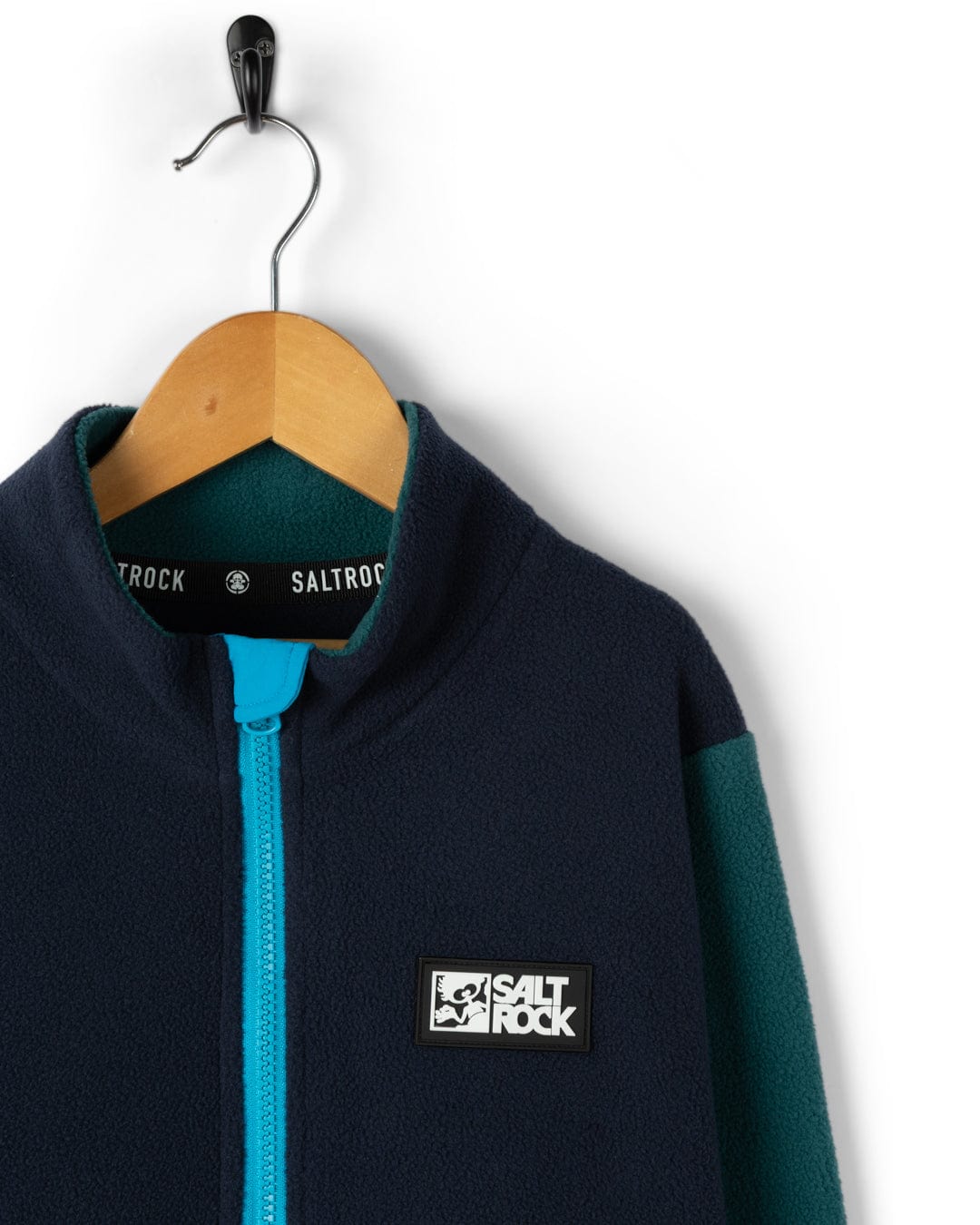 Treehouse Block - Kids 1/4 Neck Fleece - Green/Blue