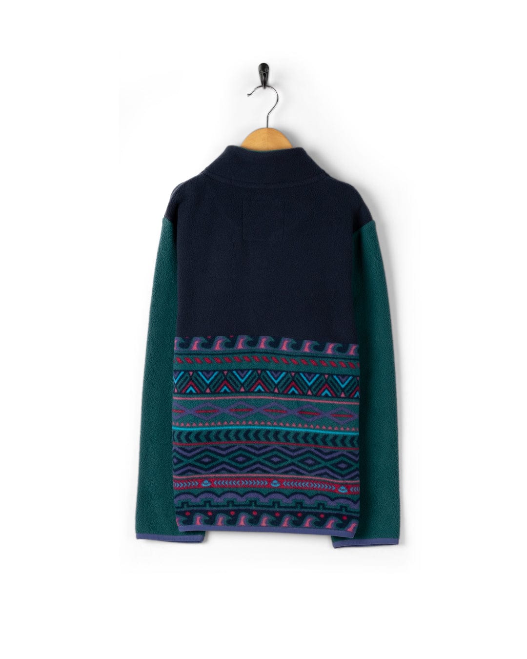 Treehouse Block - Kids 1/4 Neck Fleece - Green/Blue