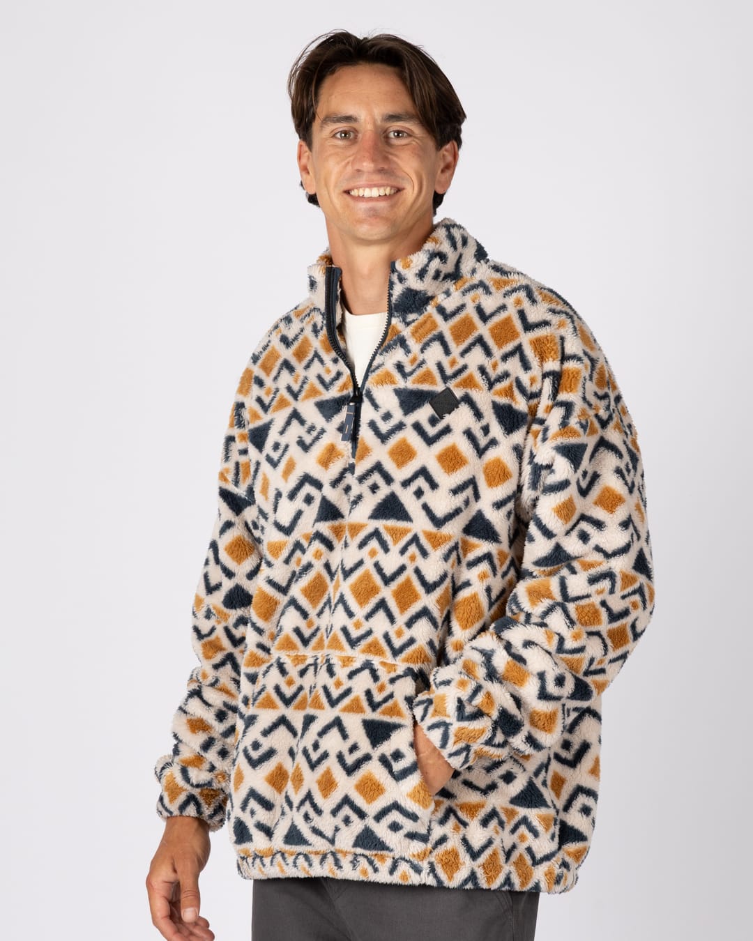 Noah Aztec Mens Oversized Teddy Fleece in Multi