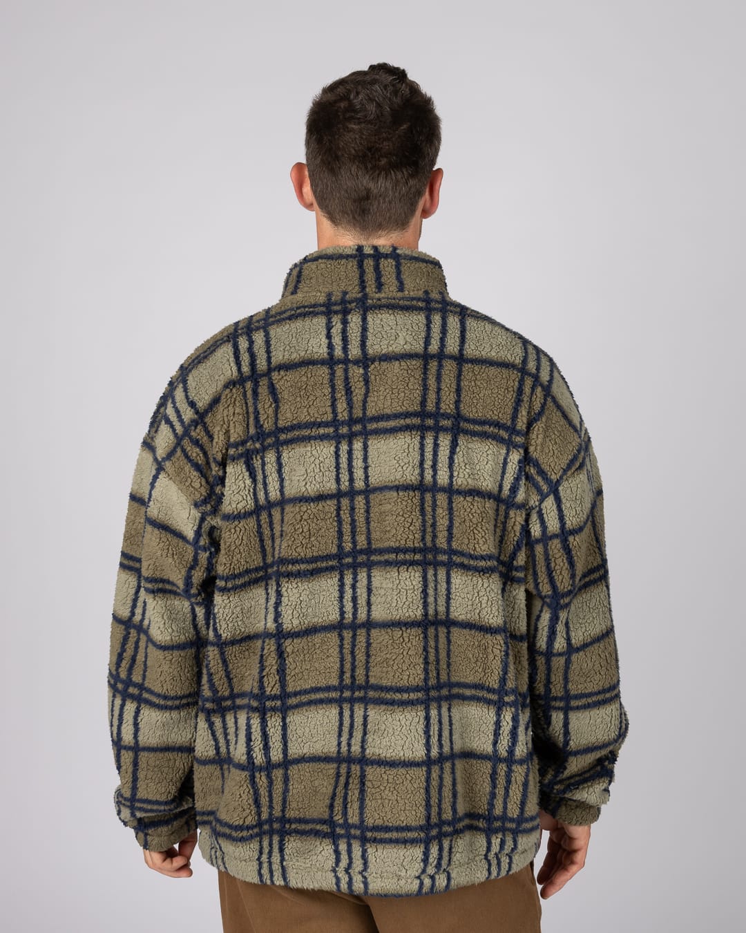 Peninsula Mens Checked 1/4 Neck Fleece In Dark Green