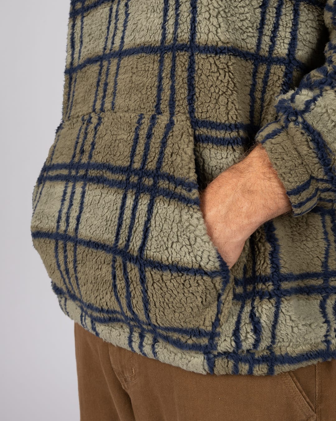 Peninsula Mens Checked 1/4 Neck Fleece In Dark Green