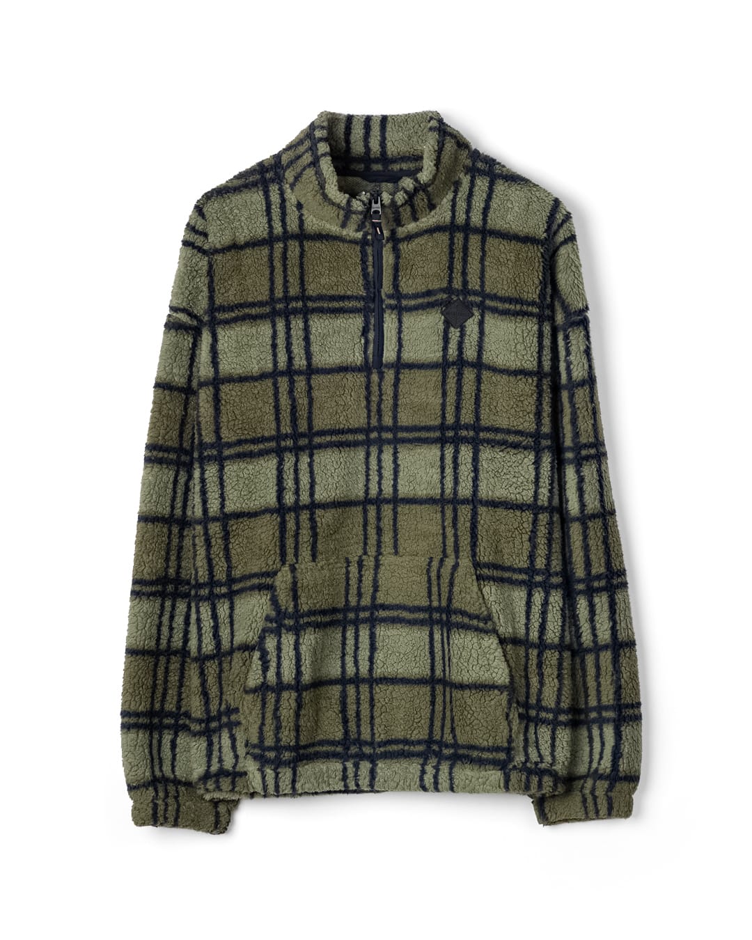 Peninsula Mens Checked 1/4 Neck Fleece In Dark Green