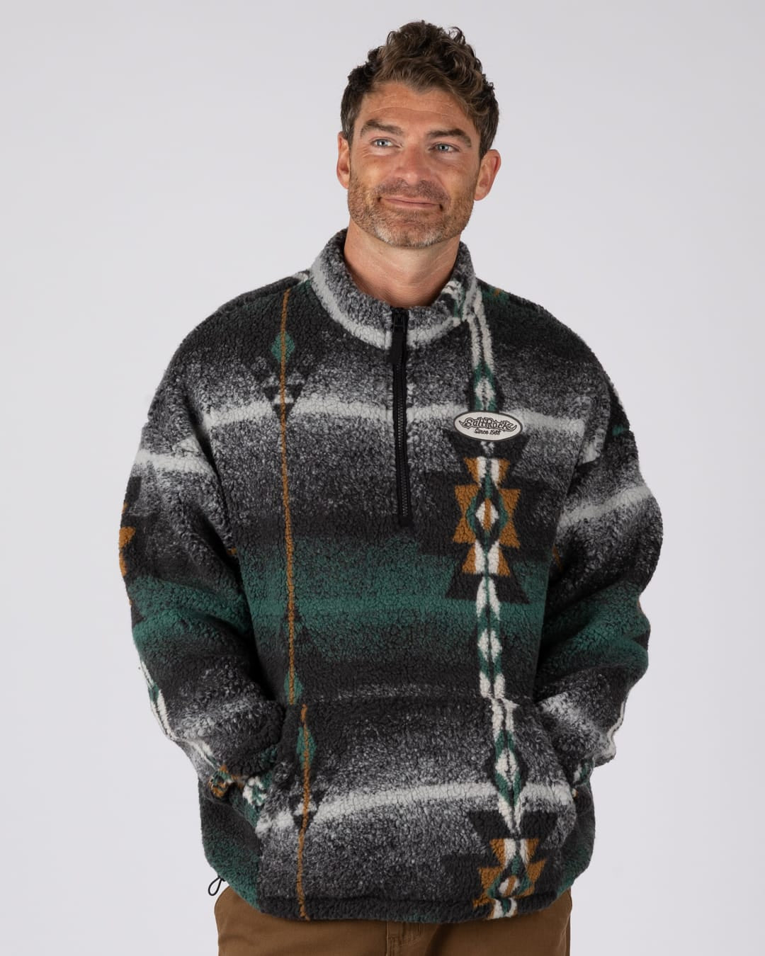 Aztec Sunset Mens 1/4 Neck Fleece in Multi