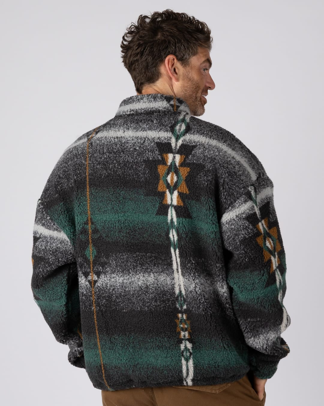 Aztec Sunset Mens 1/4 Neck Fleece in Multi