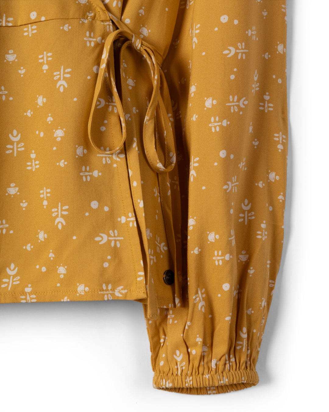 Drew - Womens Ditsy Floral Wrap Blouse - Yellow
