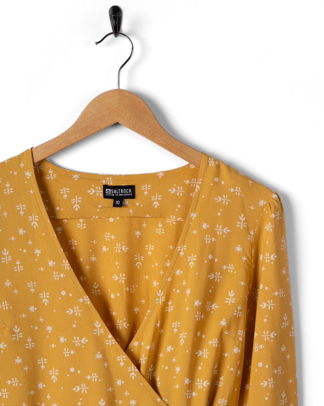 Drew - Womens Ditsy Floral Wrap Blouse - Yellow