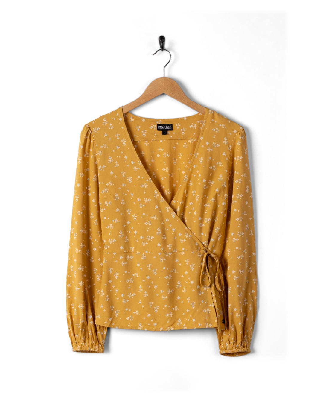 Drew - Womens Ditsy Floral Wrap Blouse - Yellow