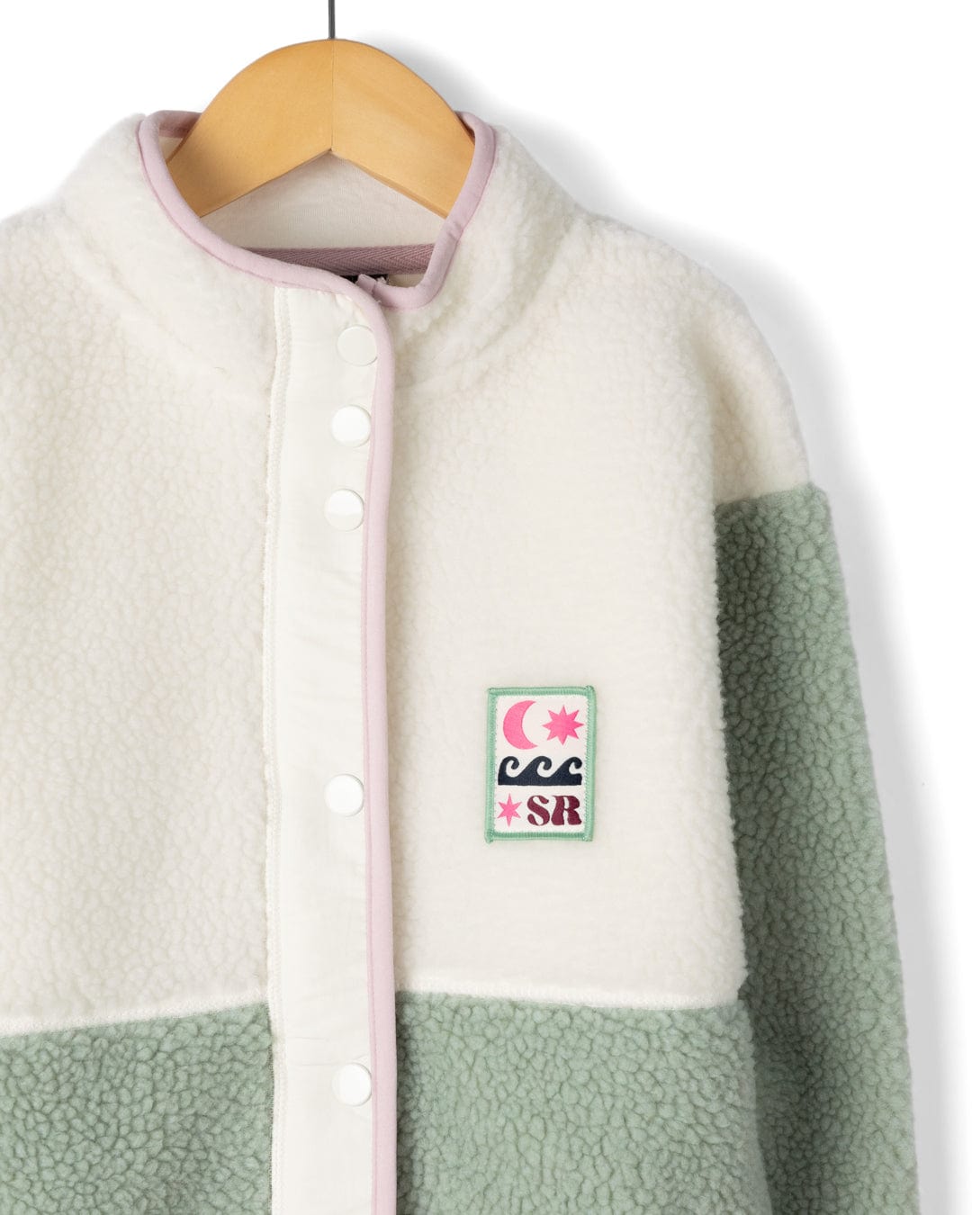 Simz - kids Zip Fleece - Cream/Green