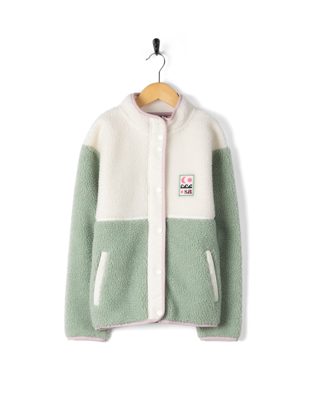 Simz - kids Zip Fleece - Cream/Green