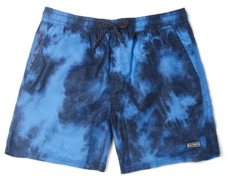 Saltrock - Blue and black Lee Tie Dye Swimshorts with mesh lining on a white background.