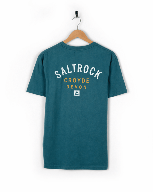 Croyde Location Mens T-Shirt in Teal