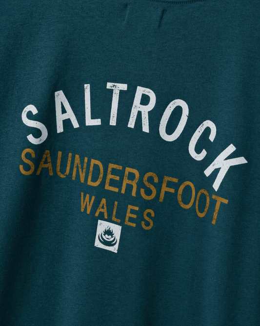 Saundersfoot Location Mens T-Shirt in Teal