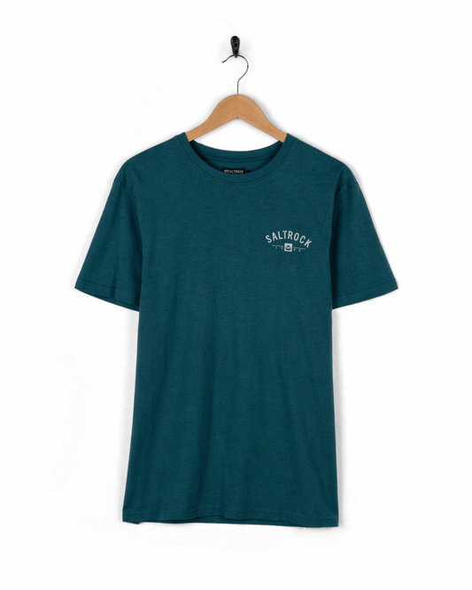 Saundersfoot Location Mens T-Shirt in Teal