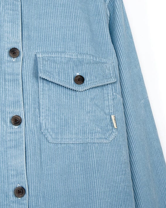 A stylish Saltrock Maddox - Womens Cord Shirt - Light Blue with buttons and pockets.