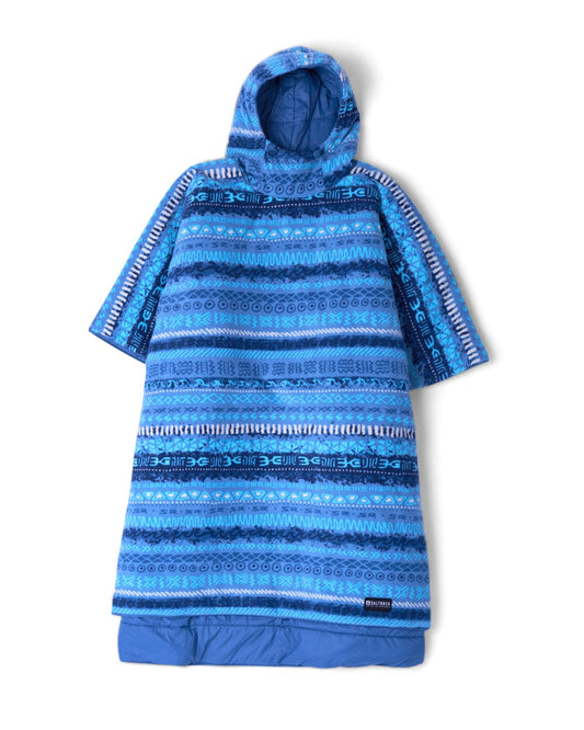 A Marks - Unisex Recycled Reversible Poncho in blue with a reversible hood by Saltrock.