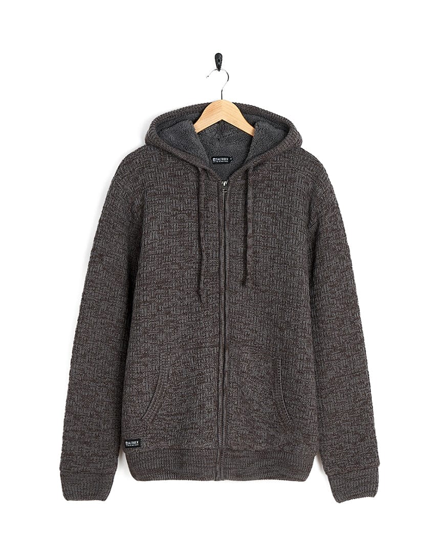 A grey Markus - Mens Borg Lined Knit Hoodie by Saltrock, perfect for winter days.
