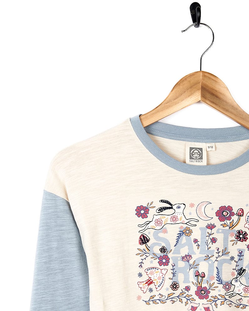 A comfortable Saltrock Meadow Cropped T-Shirt with embroidered floral graphic.