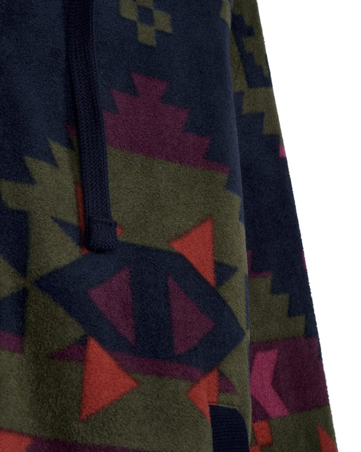 A Merida - Womens Lined Aztec Zip Fleece - Dark Blue hoodie by Saltrock with an aztec pattern on it.