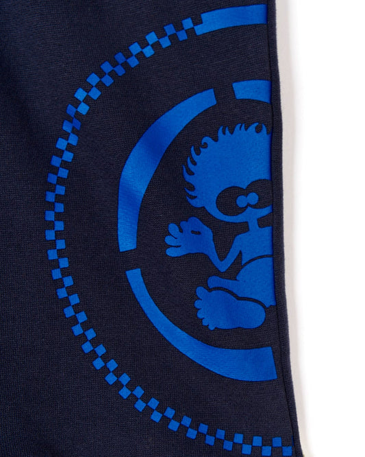 A Saltrock blue sweatshirt with a Morte Point - Kids Sweat Shorts - Blue logo on it.