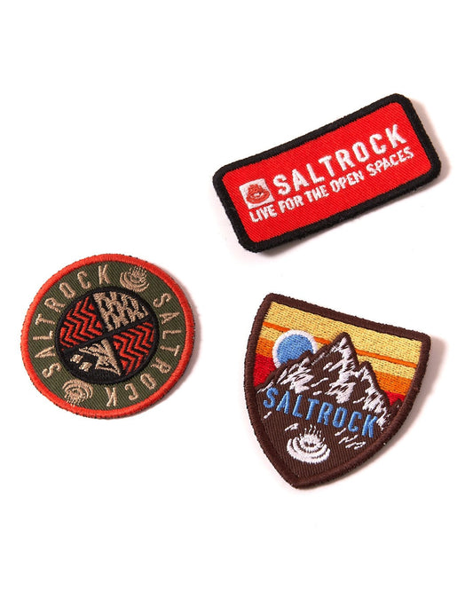 Sew them on to add a colorful boost with stylish Saltrock Mountain Patches - 3 Pack - Multi on a white background.