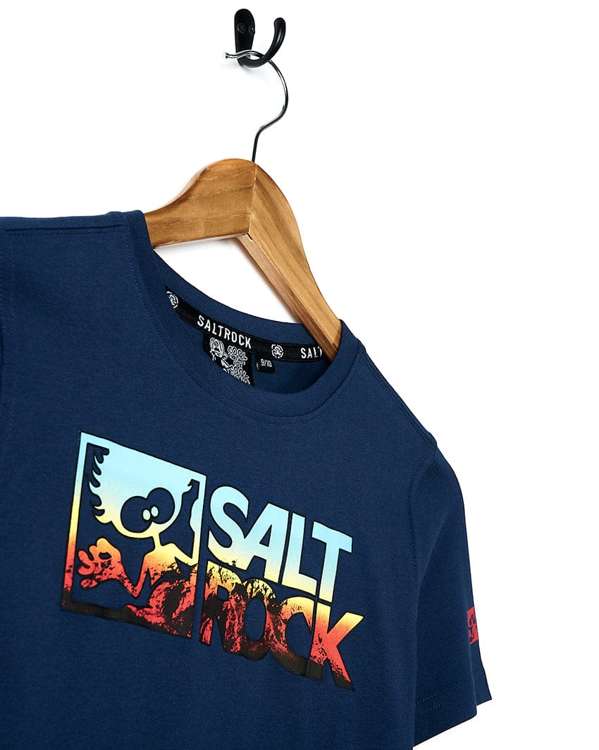 The ultimate comfort Mount Rock kids t-shirt with the words Saltrock on it.