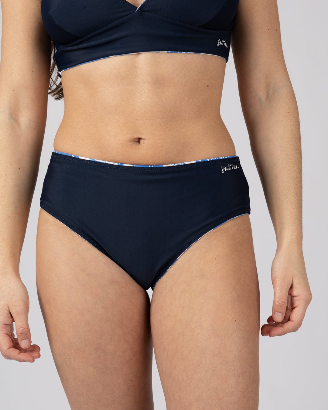 Island Tiles Womens Reversible Bikini Bottoms in Bright Blue
