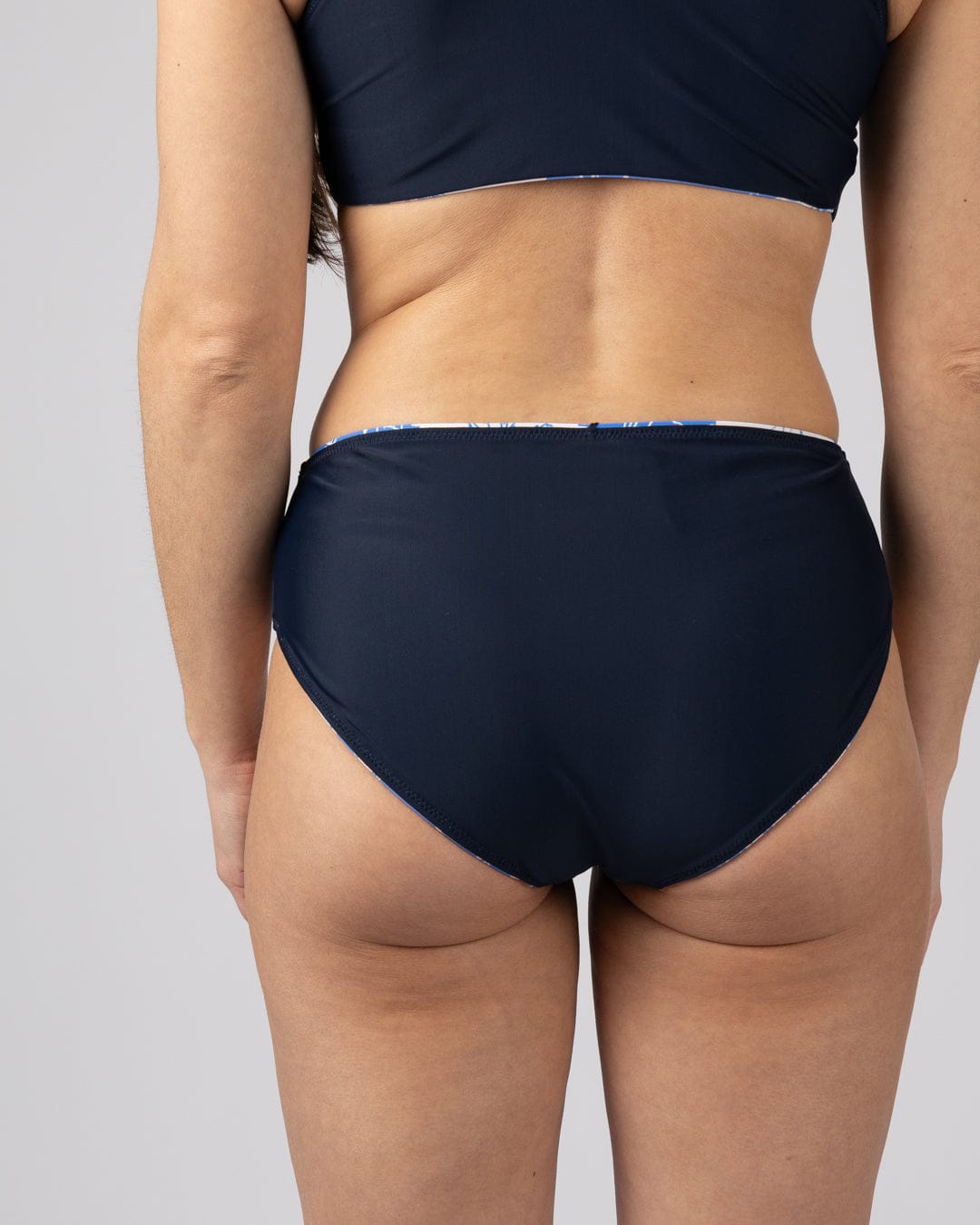 Island Tiles Womens Reversible Bikini Bottoms in Bright Blue