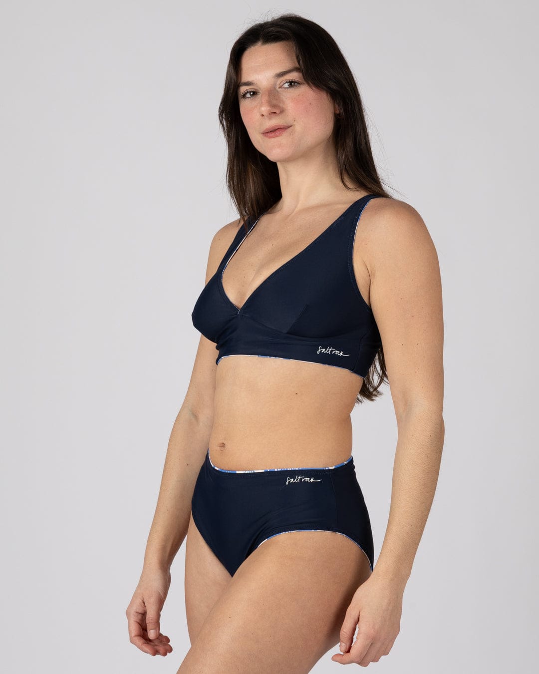 Island Tiles Womens Reversible Bikini Bottoms in Bright Blue