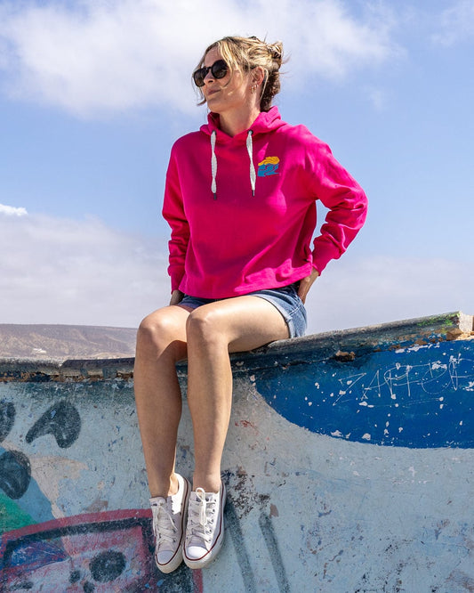 Vacay - Womens Cropped Pop Hoodie - Pink - SS25