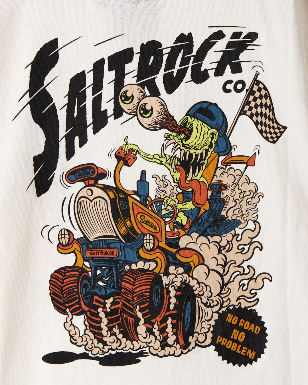 A No Road No Problem - Kids Short Sleeve T-shirt in White by Saltrock