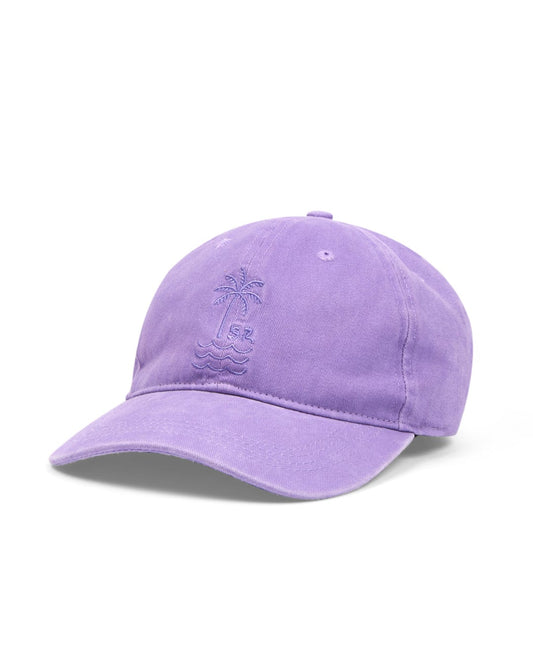 Saltrock's Palm Cap - Purple with embroidered palm print design on a white background.