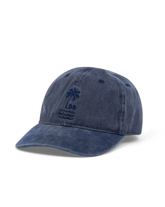Dark Blue Palm Cap from Saltrock with embroidered palm tree design.