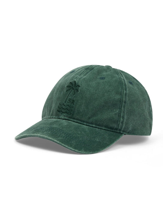 Saltrock's Olive green cotton Palm Cap with embroidered palm tree design on a white background.
