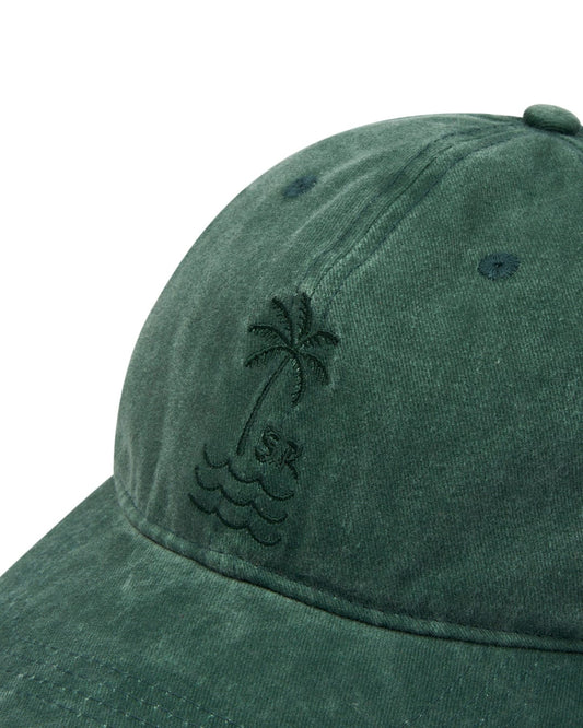 Saltrock's Palm Cap - Green, featuring an embroidered palm tree design on the front.