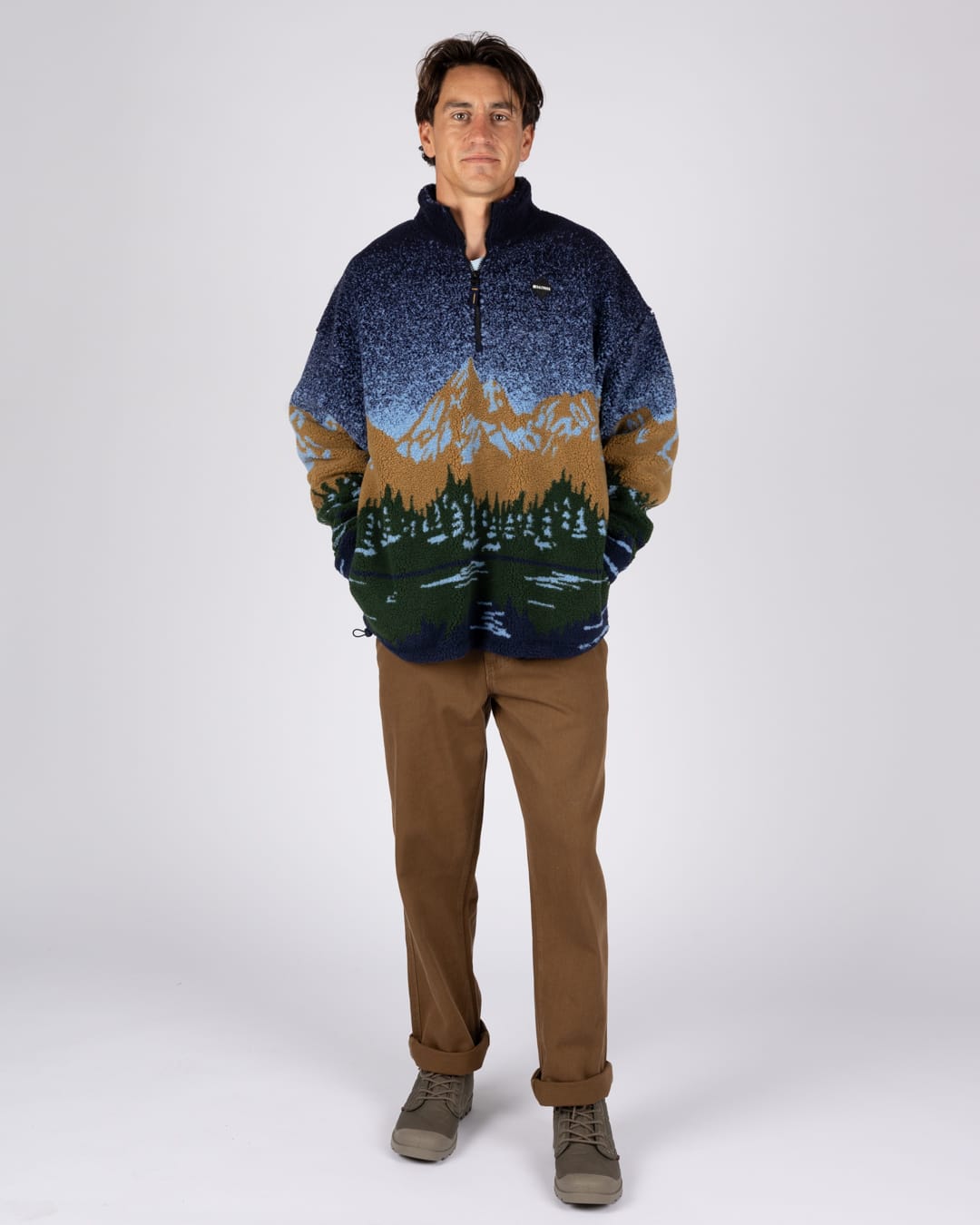 Mountainscape Mens Oversized Fleece in Blue
