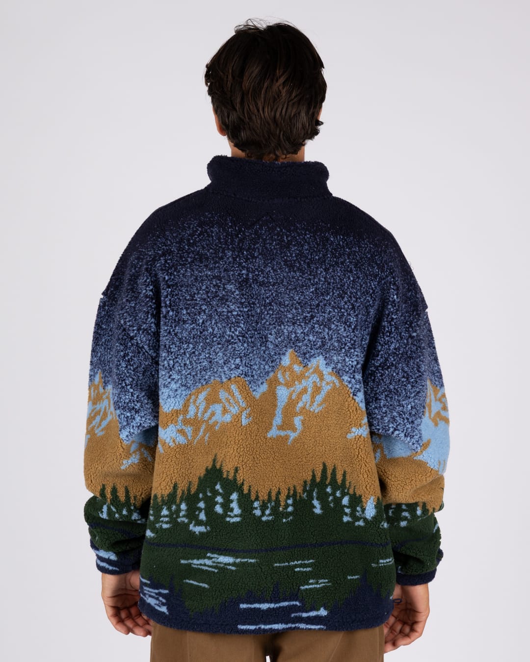 Mountainscape Mens Oversized Fleece in Blue