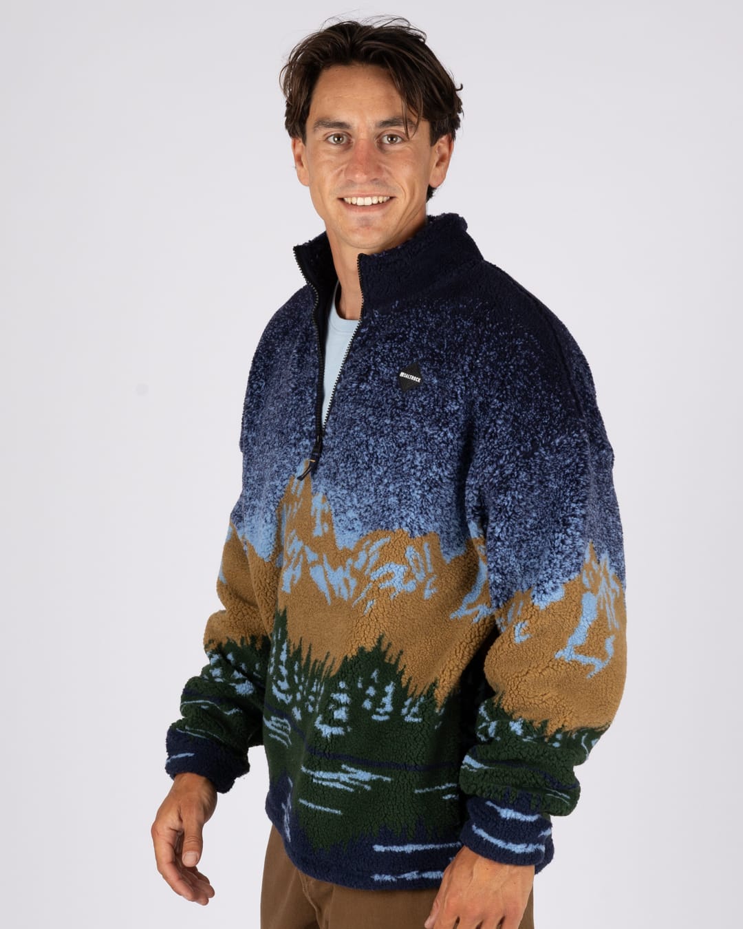 Mountainscape Mens Oversized Fleece in Blue
