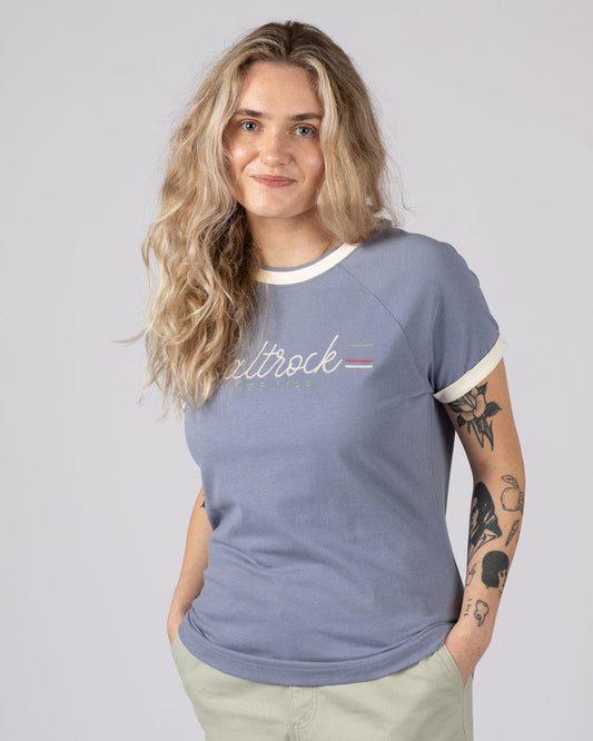 Links  - Womens Short Sleeve Ringer T-Shirt - Blue