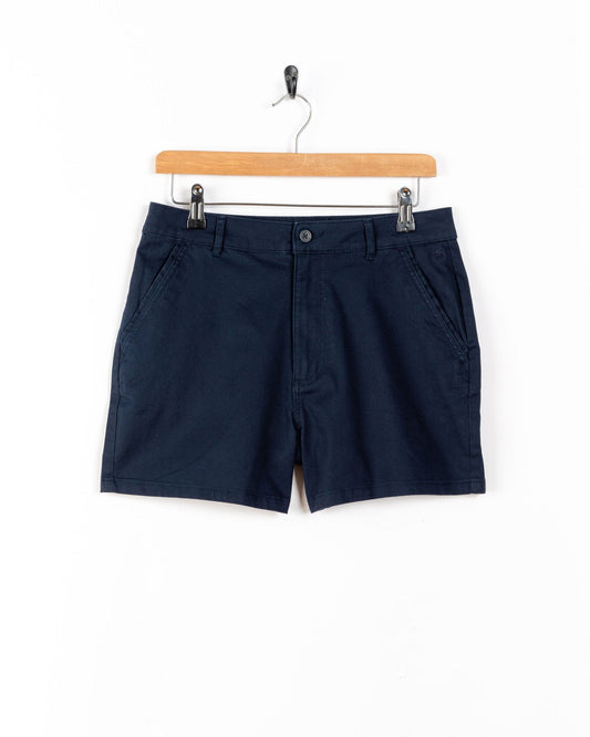Cara Womens Mid Rise Chino Shorts in Blue