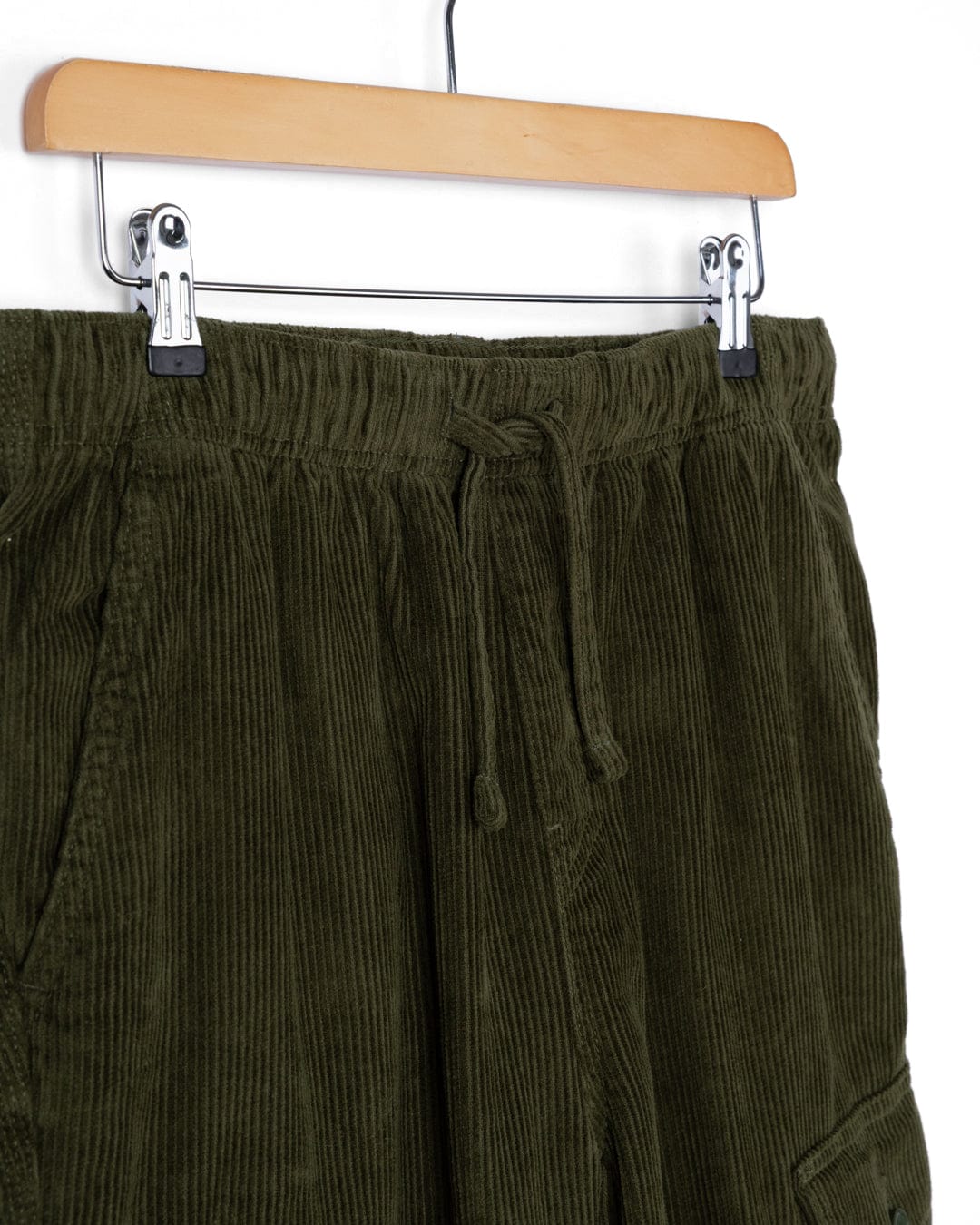 Grove - Mens Corduroy Cargo Trousers - Dark Green