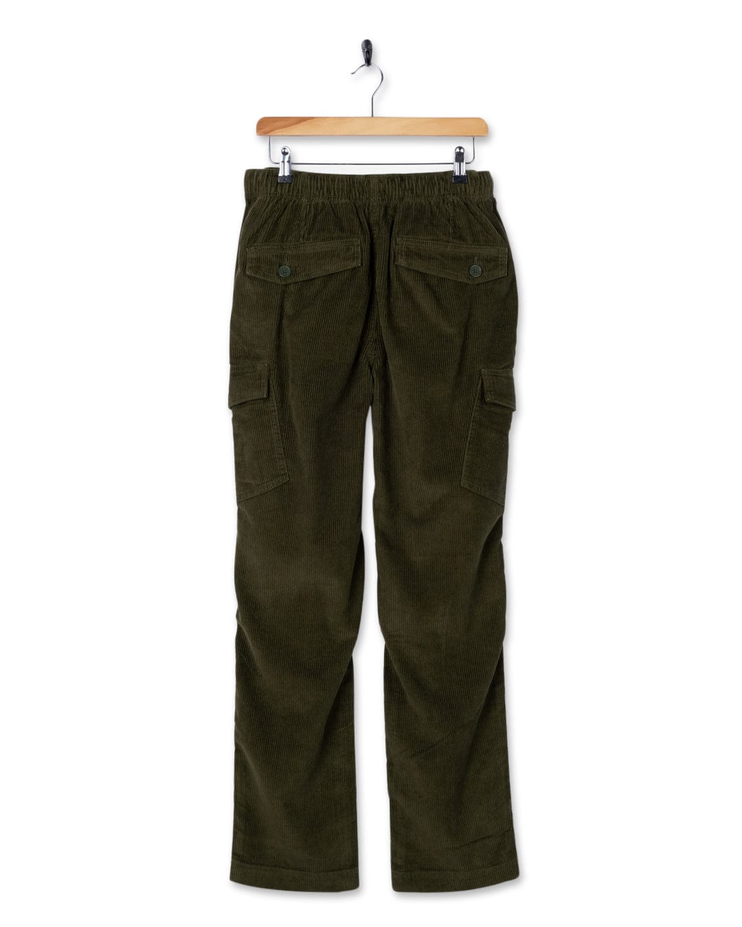 Grove - Mens Corduroy Cargo Trousers - Dark Green