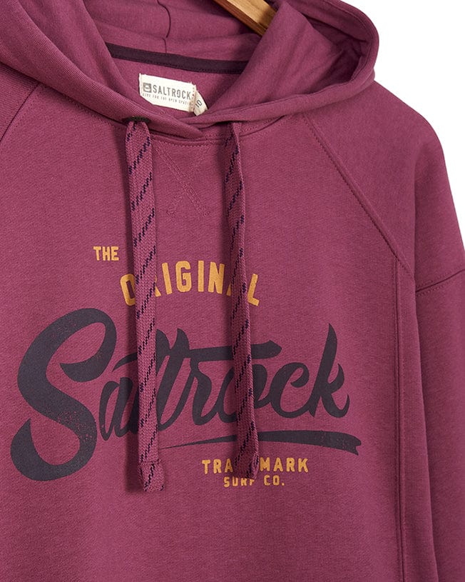 The Saltrock Pennie - Ladies Pop Hoodie - Dark Pink in maroon.